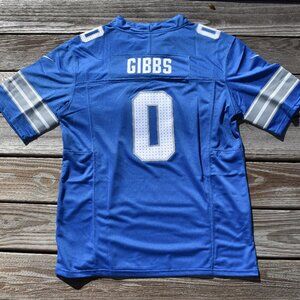 New!! Jahmer Gibbs Detroit Lions Blue Football Jersey Adult Men's Sizes